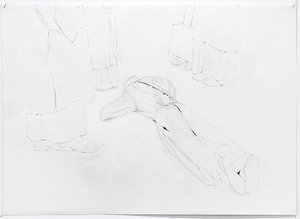 Julika Rudelius, Clinging, 2019, Bleistift auf Papier, Courtesy Galerie Elisabeth und Reinhard Hauff